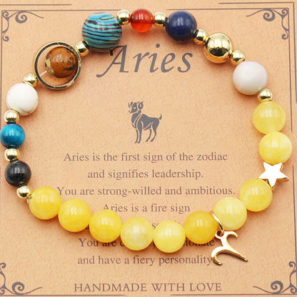 Eight Planets 12 Constellation Bracelet Morgan Stone Beaded Bracelet with zodiac signs and natural stones