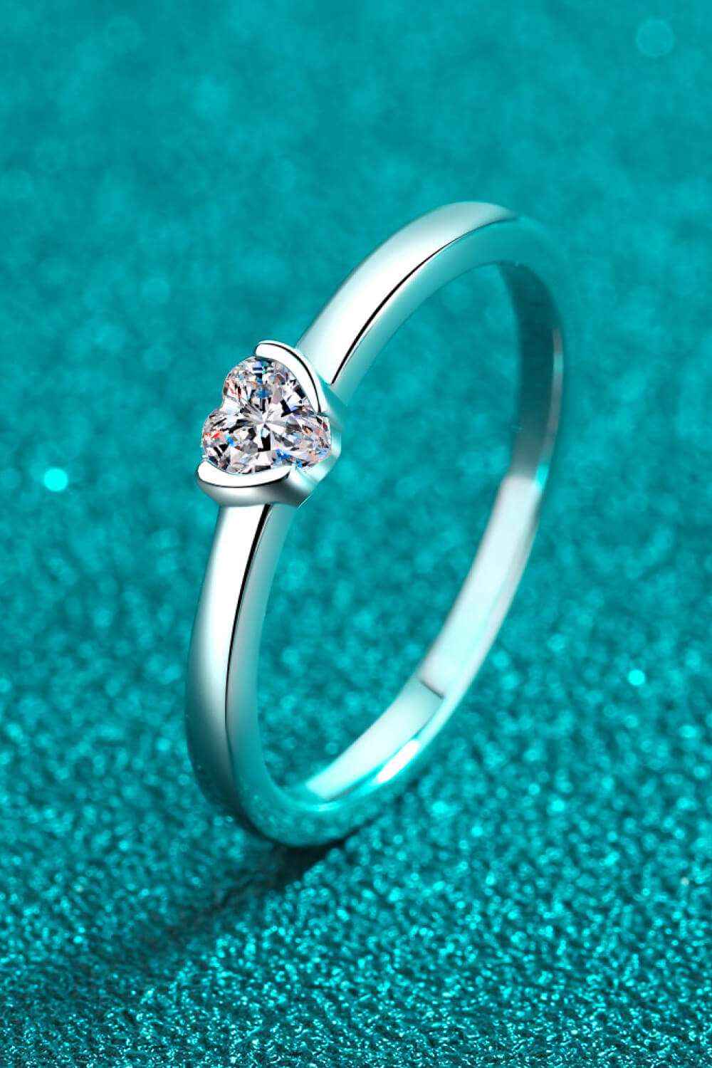 Heart-shaped moissanite solitaire ring — additional view 3