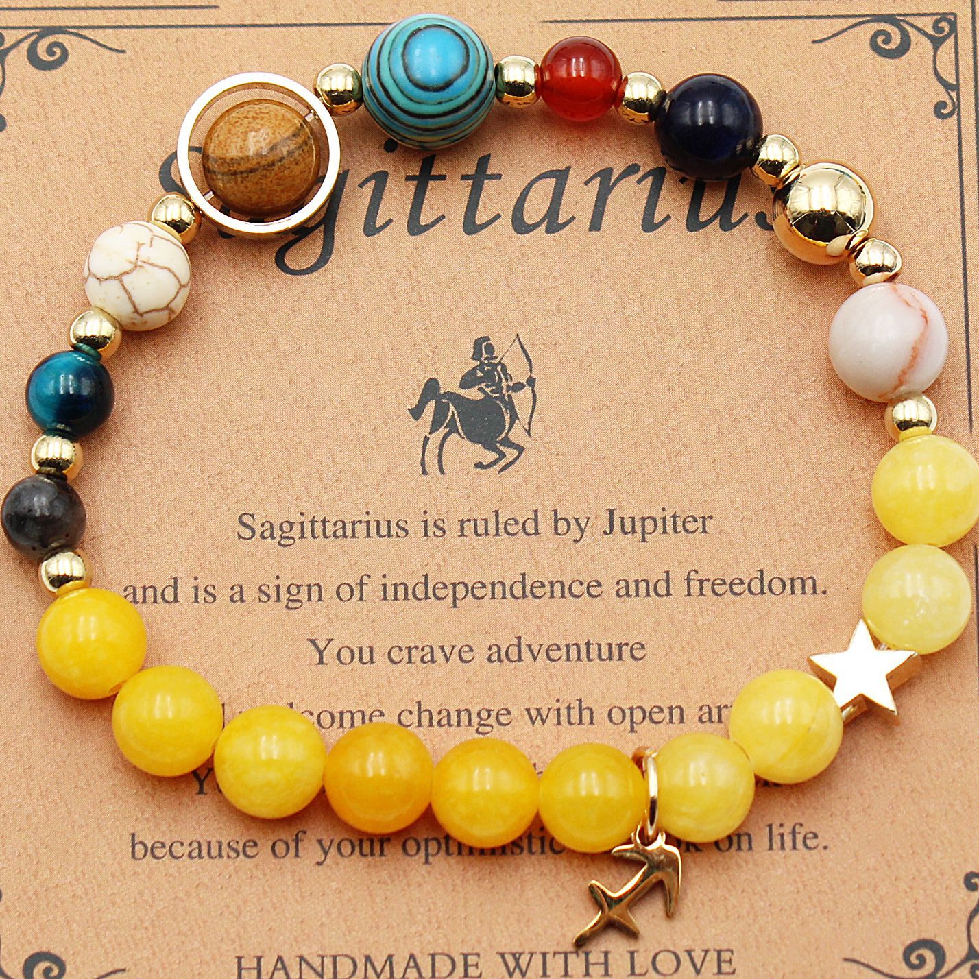 Eight Planets 12 Constellation Bracelet Morgan Stone Beaded Bracelet in various zodiac colors