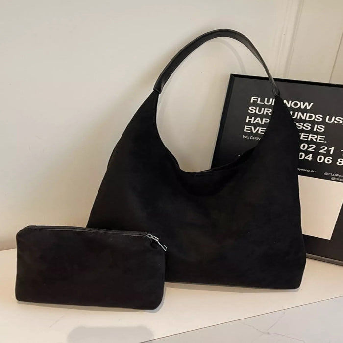 Solid color suede tote bag — primary view Main image