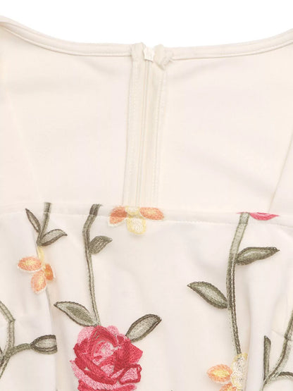 Floral Embroidered Jumpsuit Ruffle Trim-Jumpsuit-Splashis-Splashis