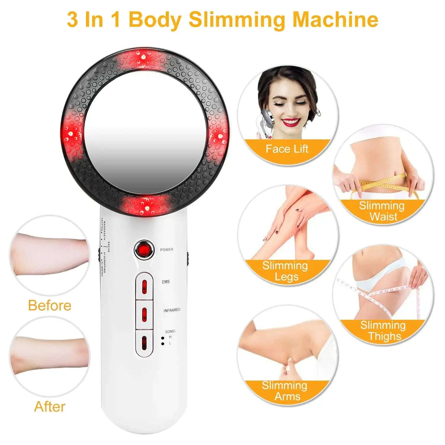 3-in-1 Ultrasonic EMS Infrared Therapy Splashis 2024 beauty trends 5 star reviewed aesthetician recommended affordable beauty age defying anti aging device anti cellulite anti cellulite massager arm toner at home body sculpting beach body prep