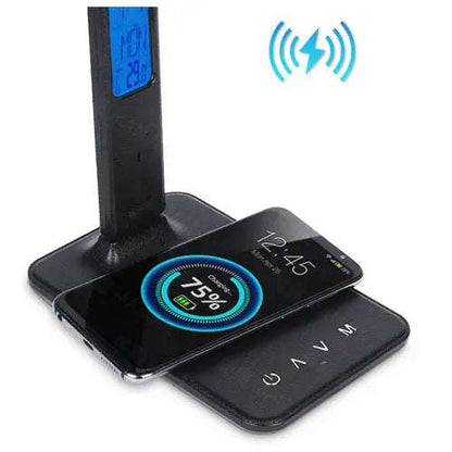 3-in-1 Wireless Charging Desk Lamp Splashis 400 lumens 40000 hour LED 5 in 1 5 in 1 lamp adjustable brightness adjustable lamp aesthetic lighting alarm clock lamp all in one aluminum lamp ambient temperature anti glare lamp apartment essentials