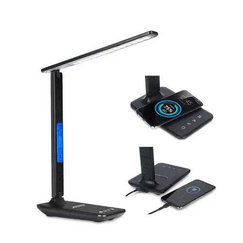 3-in-1 Wireless Charging Desk Lamp Splashis 400 lumens 40000 hour LED 5 in 1 5 in 1 lamp adjustable brightness adjustable lamp aesthetic lighting alarm clock lamp all in one aluminum lamp ambient temperature anti glare lamp apartment essentials