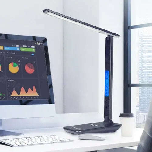 3-in-1 Wireless Charging Desk Lamp Splashis 400 lumens 40000 hour LED 5 in 1 5 in 1 lamp adjustable brightness adjustable lamp aesthetic lighting alarm clock lamp all in one aluminum lamp ambient temperature anti glare lamp apartment essentials