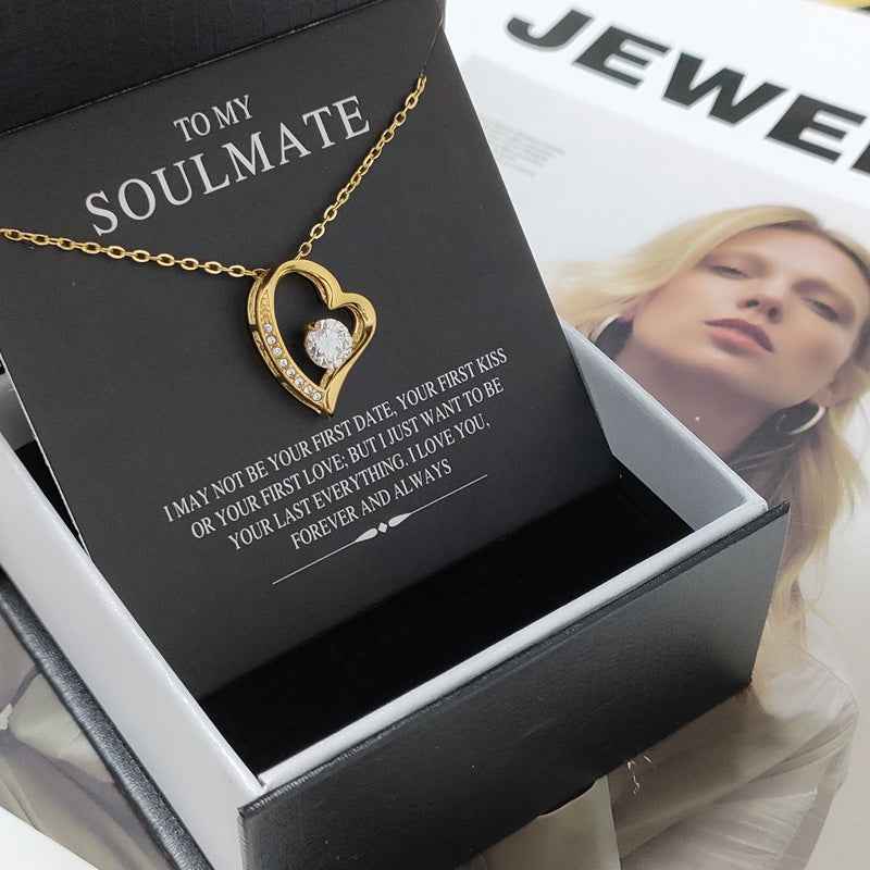 Heart Shape Zirconia Necklace-Necklaces-Splashis-Color:Gold Stainless Steel 4.5g-Splashis