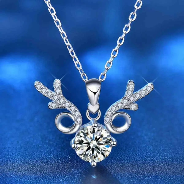 Moissanite antler pendant necklace in 925 silver — additional view 4