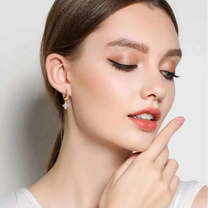 Moissanite hoop drop earrings 0.8 carat in 925 silver — additional view 3