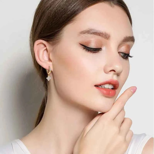 Moissanite hoop drop earrings 0.8 carat in 925 silver — additional view 3