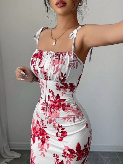 Printed Tie Strap Slit Maxi Dress-Maxi Dress.-Splashis-Splashis
