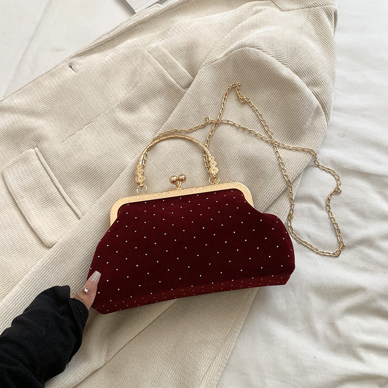 Shell crossbody bag interior compartment detail