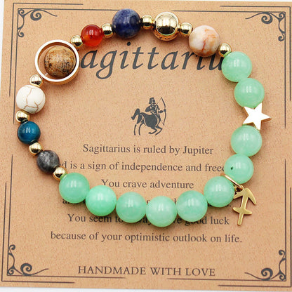 Eight Planets 12 Constellation Bracelet Morgan Stone Beaded Bracelet in various zodiac colors and styles