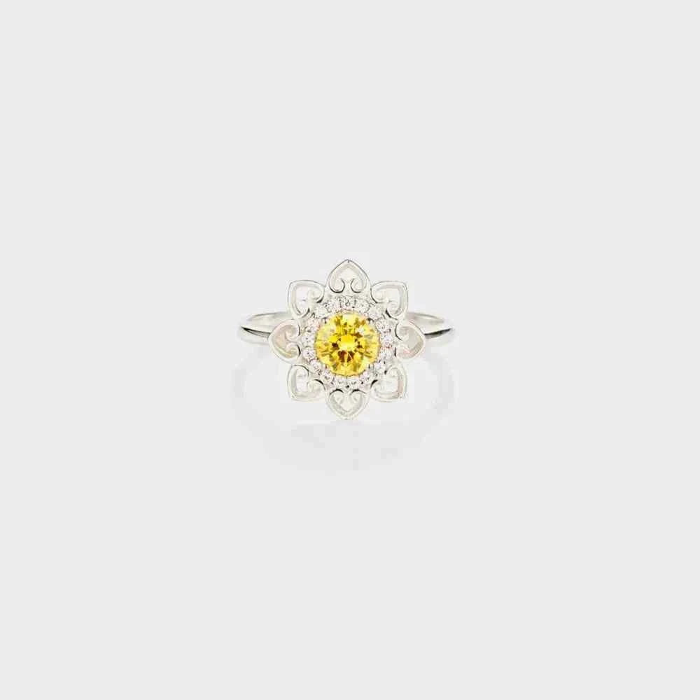 Zircon flower ring in 925 sterling silver — additional view 2