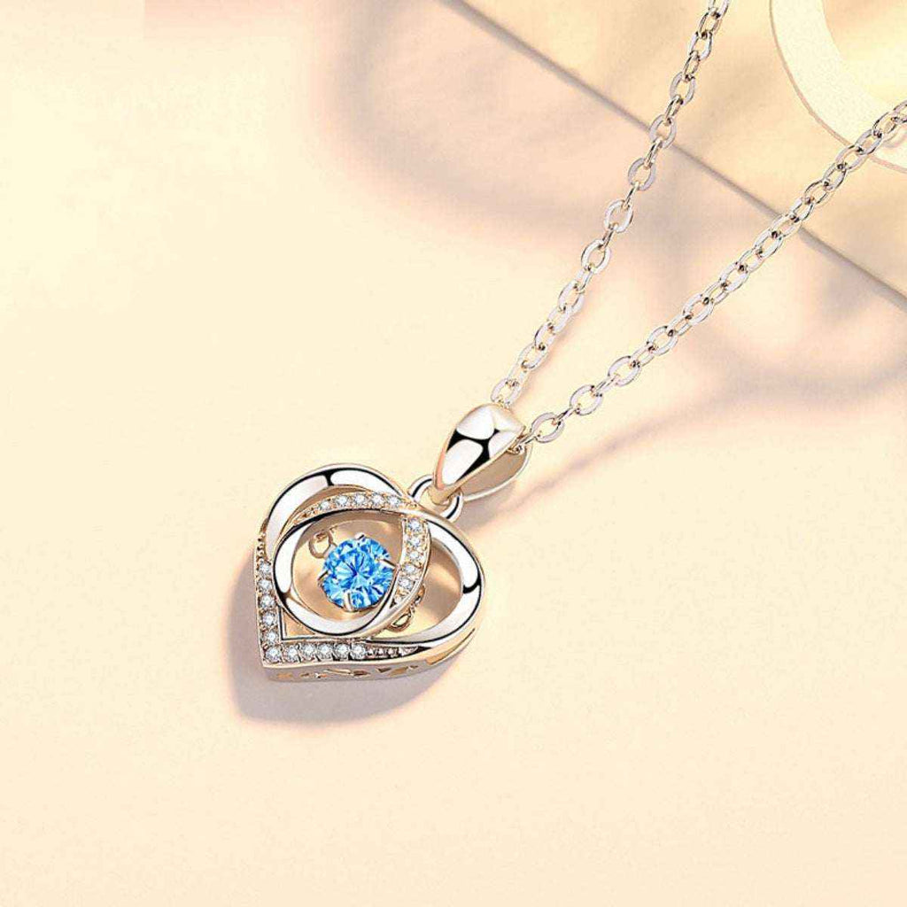 Rhinestone heart necklace in 925 sterling silver — additional view 3