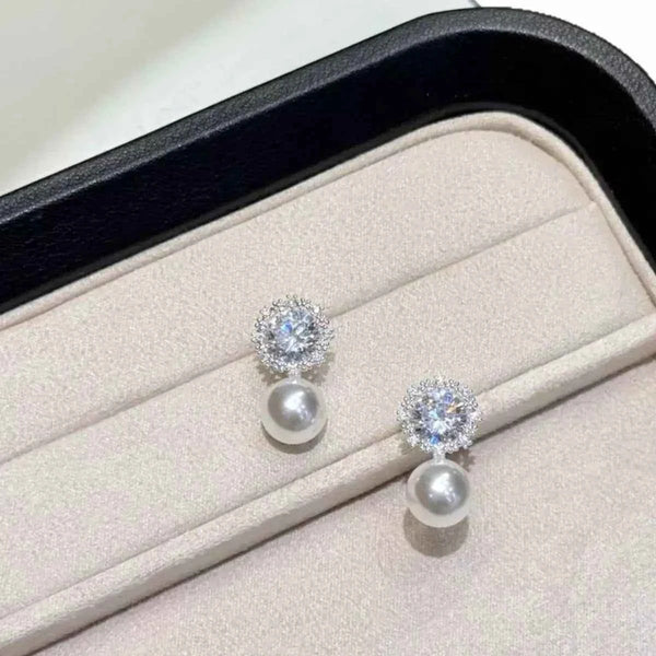 Zircon pearl drop earrings in 925 silver — additional view 4