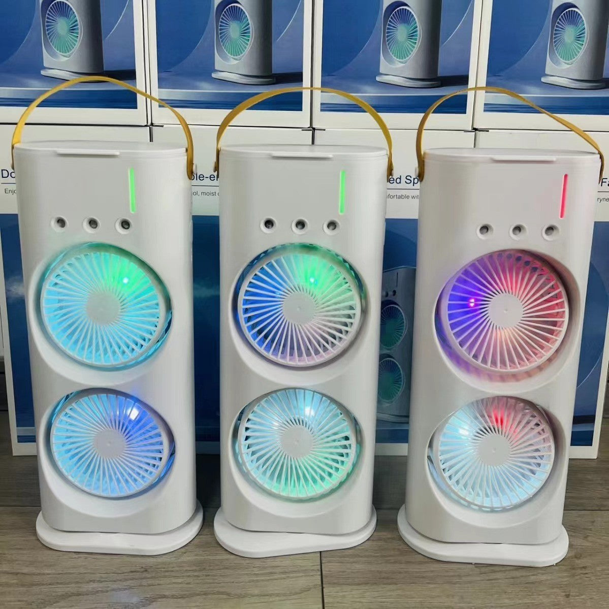 USB dual head desktop fan with mist spray product photo Hauptbild
