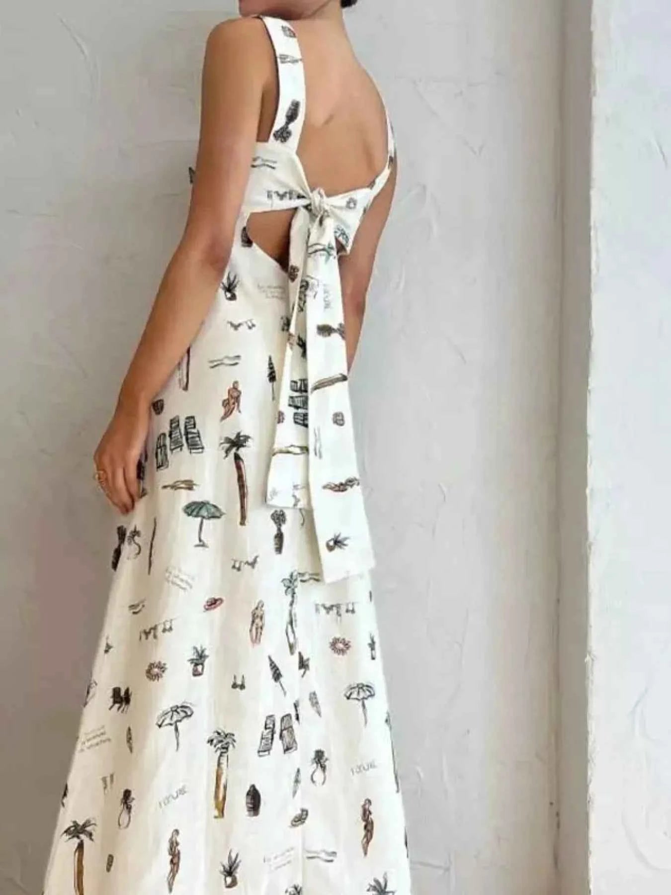 Printed Sleeveless Maxi Dress with Pockets Secondary image