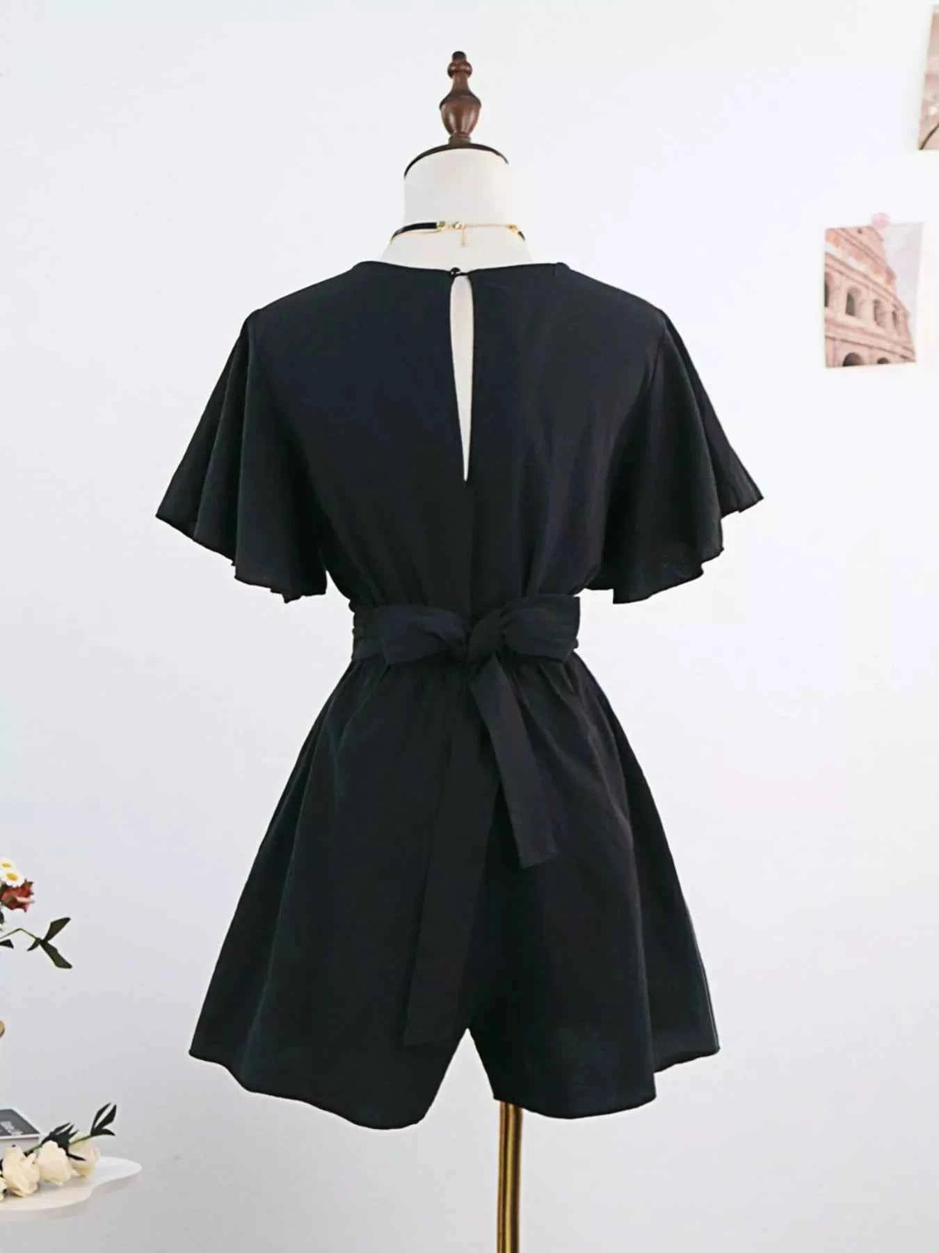 Tie Waist Flutter Sleeve Romper Secondary image