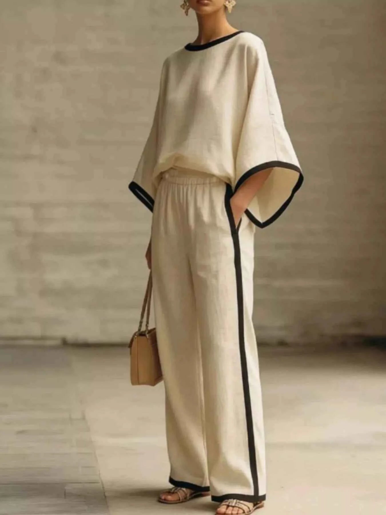 Chic Plus Size Wide Leg Pants Set 副图