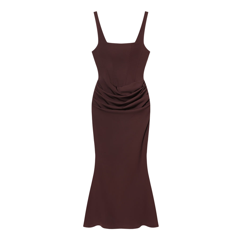 Wrap-Style High-Waist Evening Dress