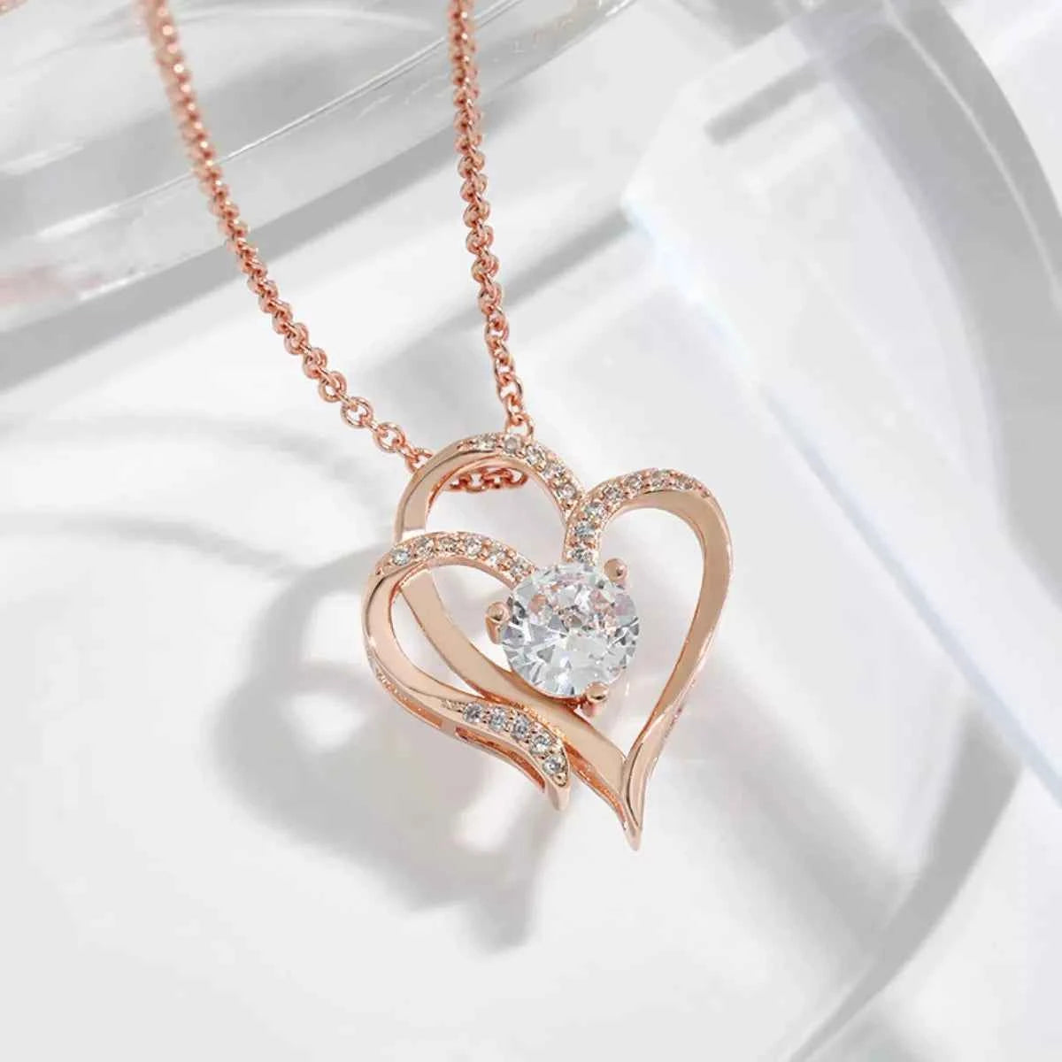 Zircon heart pendant necklace in 925 sterling silver — additional view 5