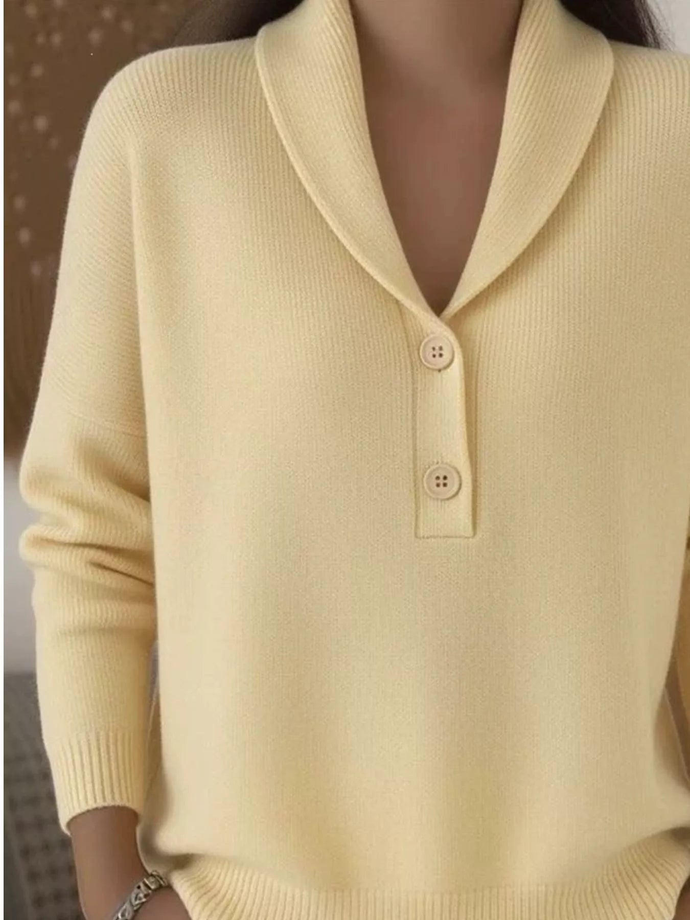 Full Size Button Detail Long Sleeve Sweater Secondary image