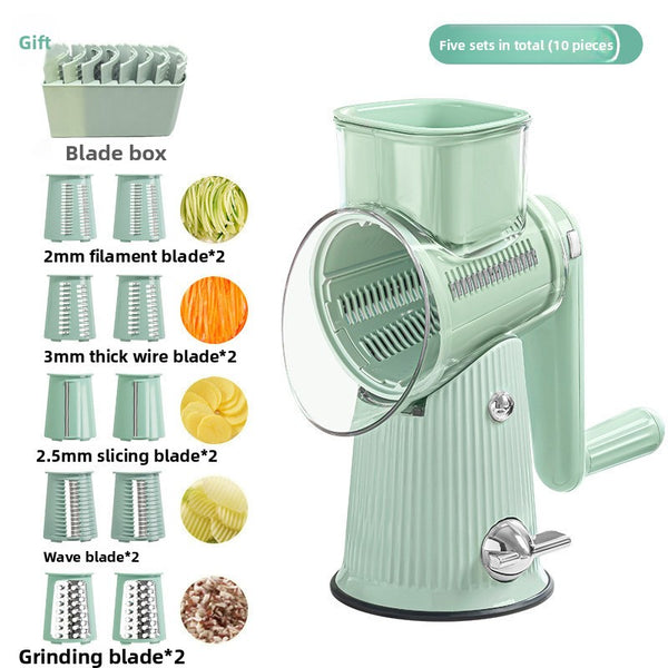 Vegetable cutter shown slicing vegetables