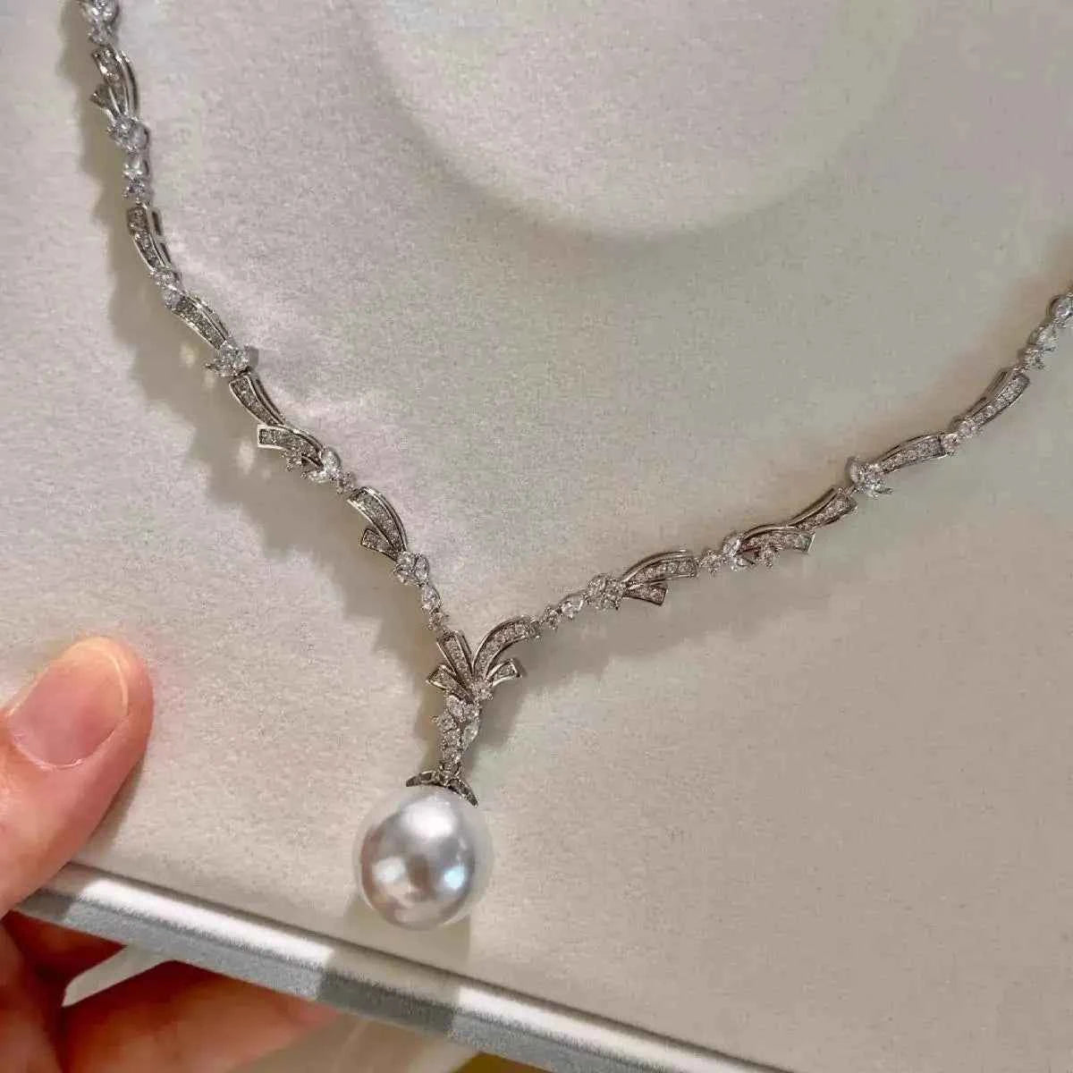 Elegant Zircon Pearl Pendant Necklace Sekundär produktbild