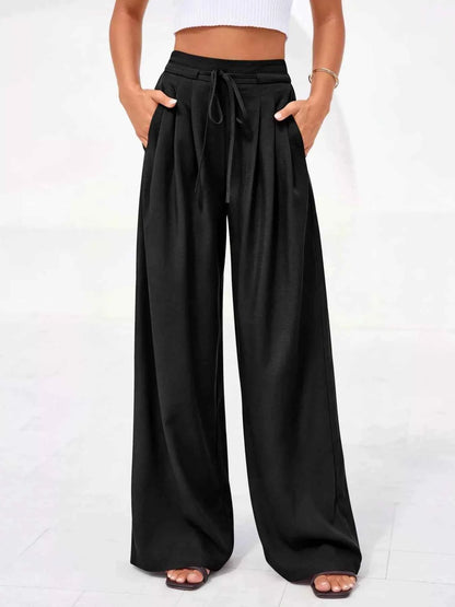 Full Size Plus Size High-Waisted Wide-Leg Pants for Effortless Style-Bottom-Splashis-Splashis