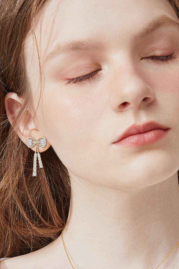 Moissanite bow stud earrings 1.12 carat in 925 silver — additional view 3
