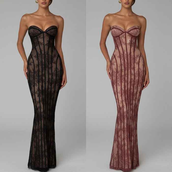 Lace off-shoulder bodycon dress — primary view Main image