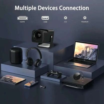 4K Mini Projector 1080P HD Splashis 1080p projector 180 degree projector 1920x1080 Resolution 200 Inch Projector 300 ANSI Lumens 4K Projector 4K supported projector 65W Projector Adjustable Size Projector Audio Visual auto keystone projector