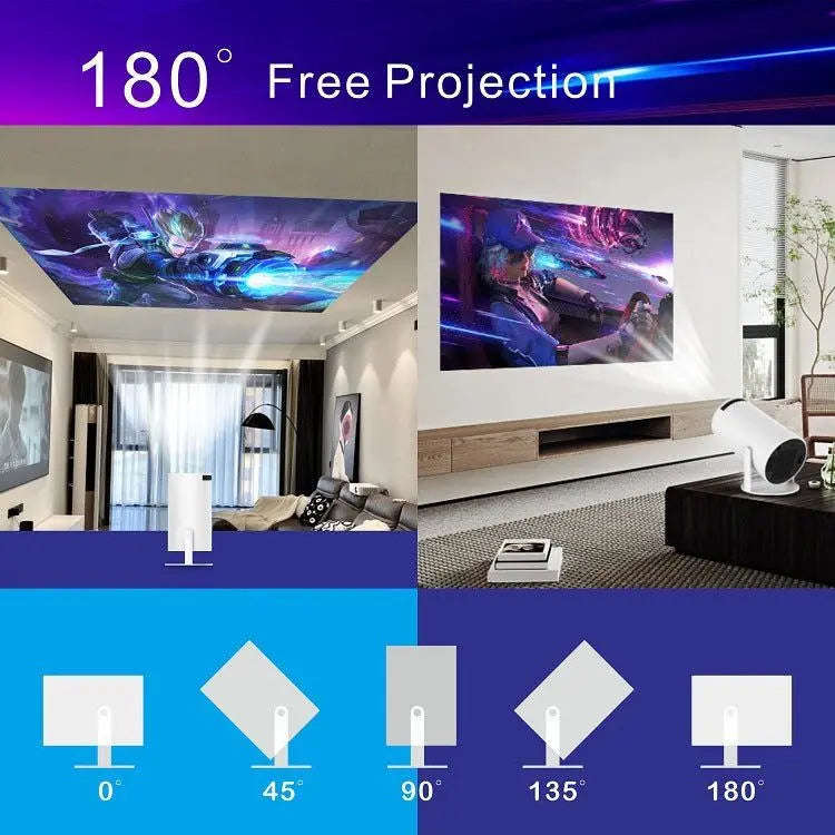 4K Portable 1080P Smart Projector Splashis 100 inch screen 100-inch-portable-projector 1080p-projector 200-ansi-lumens-projector affordable projector airplay projector android-os-mini-projector android-projector apartment living apartment