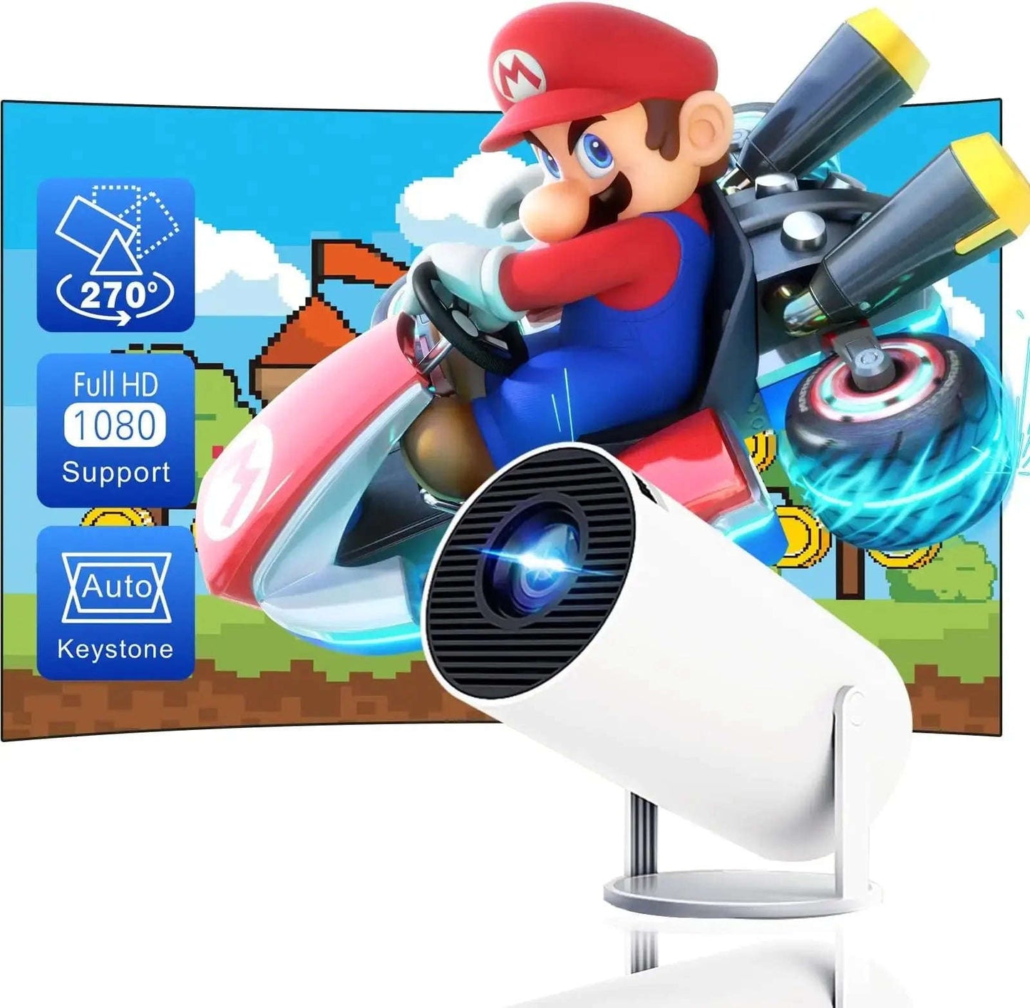 4K Smart 180° Ceiling Mini Projector Splashis 1080p 1080p-projector 200-inch-screen 4k 4k-projector android-projector android11 android11-projector anniversary-gift apartment-projector auto-keystone-projector backyard-movie
