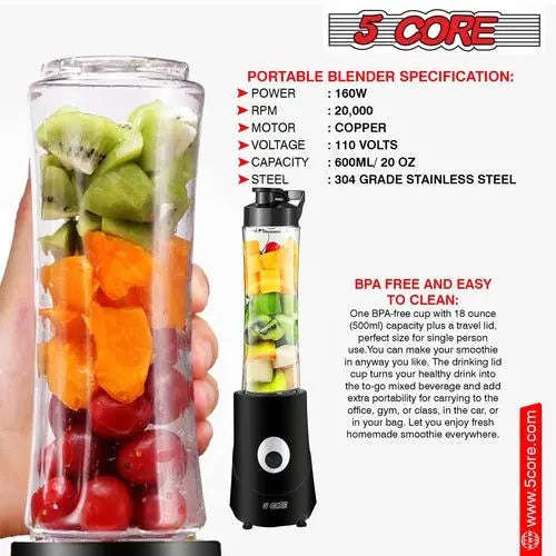 5 Core Portable 160W Smoothie Blender-Kitchen Appliances-Splashis-Splashis