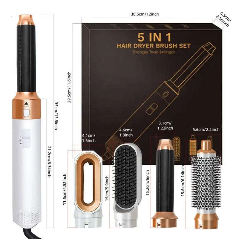 5-in-1 Hair Dryer Brush Styler Splashis 5 in 1 hair dryer brush airwrap dupe beauty tools blow dryer brush curling hair dryer dyson alternative gift for her hair dryer comb hair styler set hair styling set hair tools heated brush hot air brush