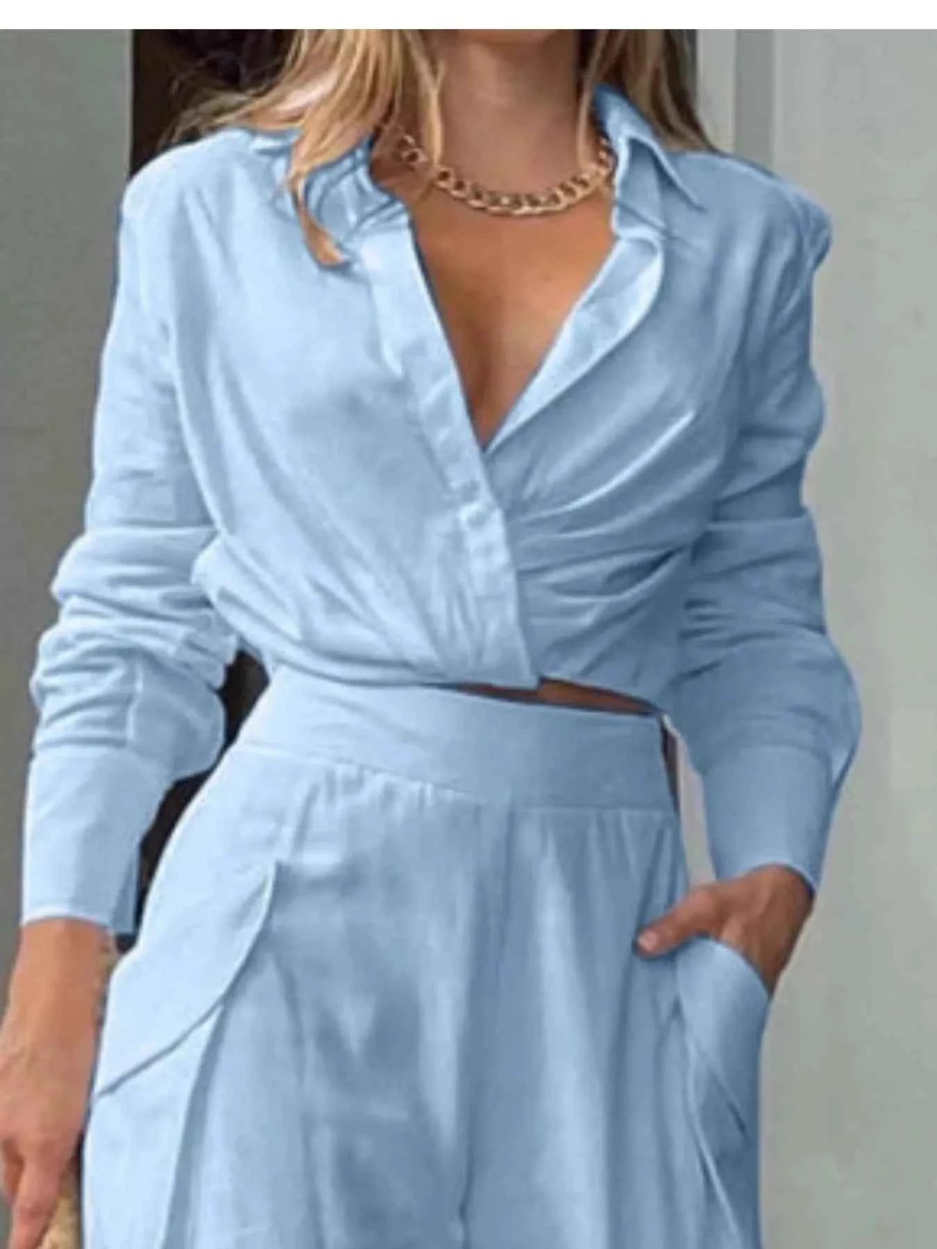 Elegant Two-Piece Pants and Shirt Set 副图