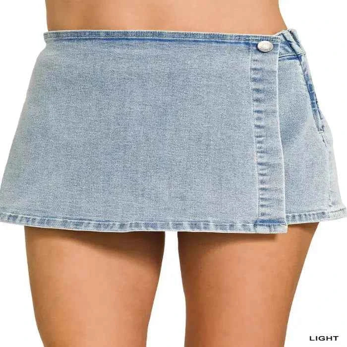 Asymmetrical denim skort — primary view Immagine principale del prodotto