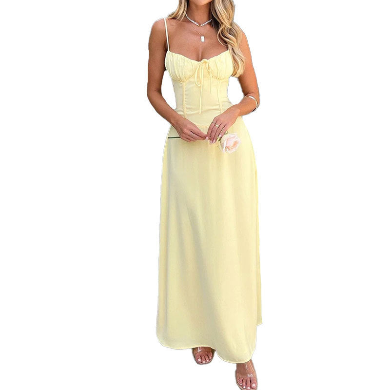 Elegant Tie-Waist A-Line Dress - Splashis