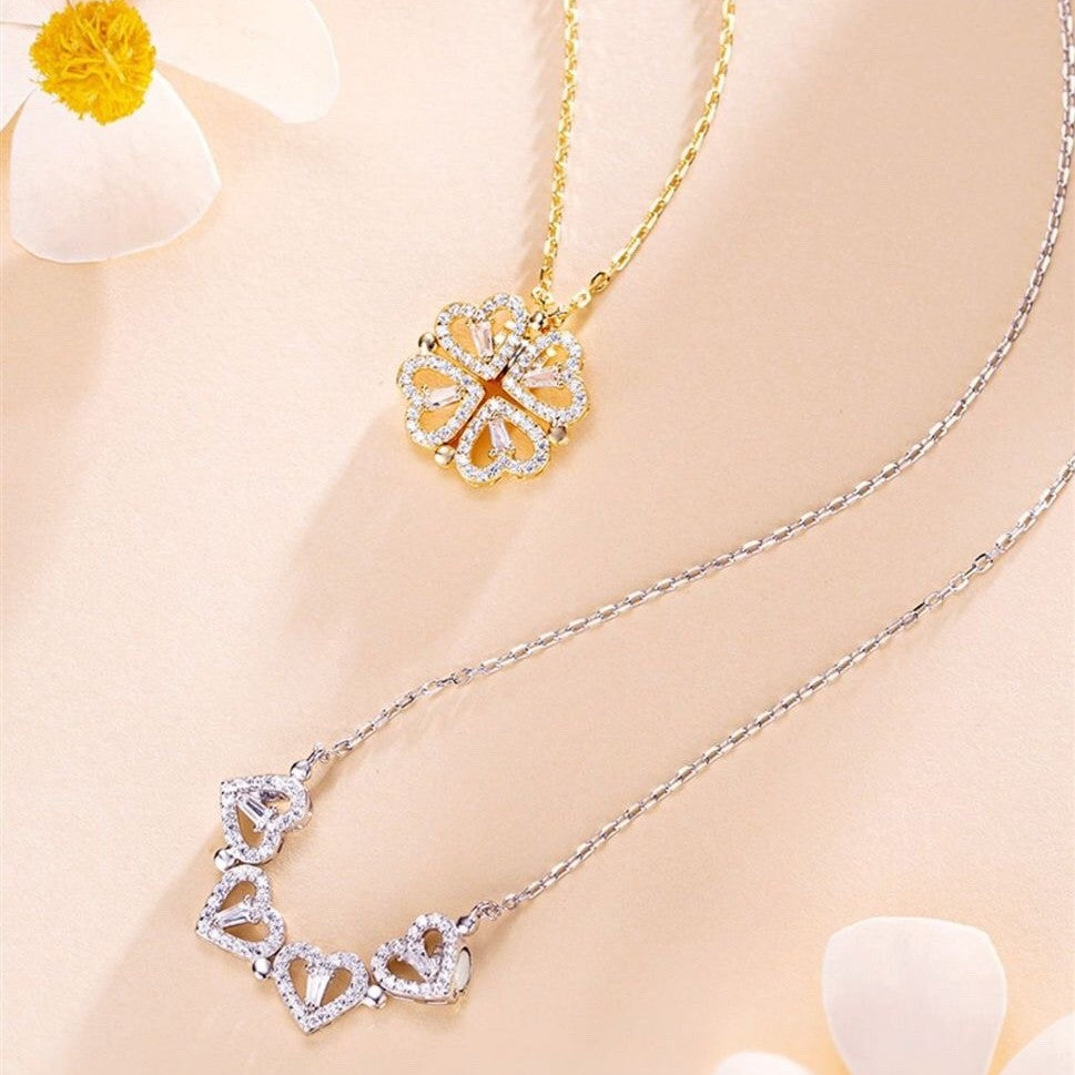 Four-Leaf Clover Heart Necklace - Splashis