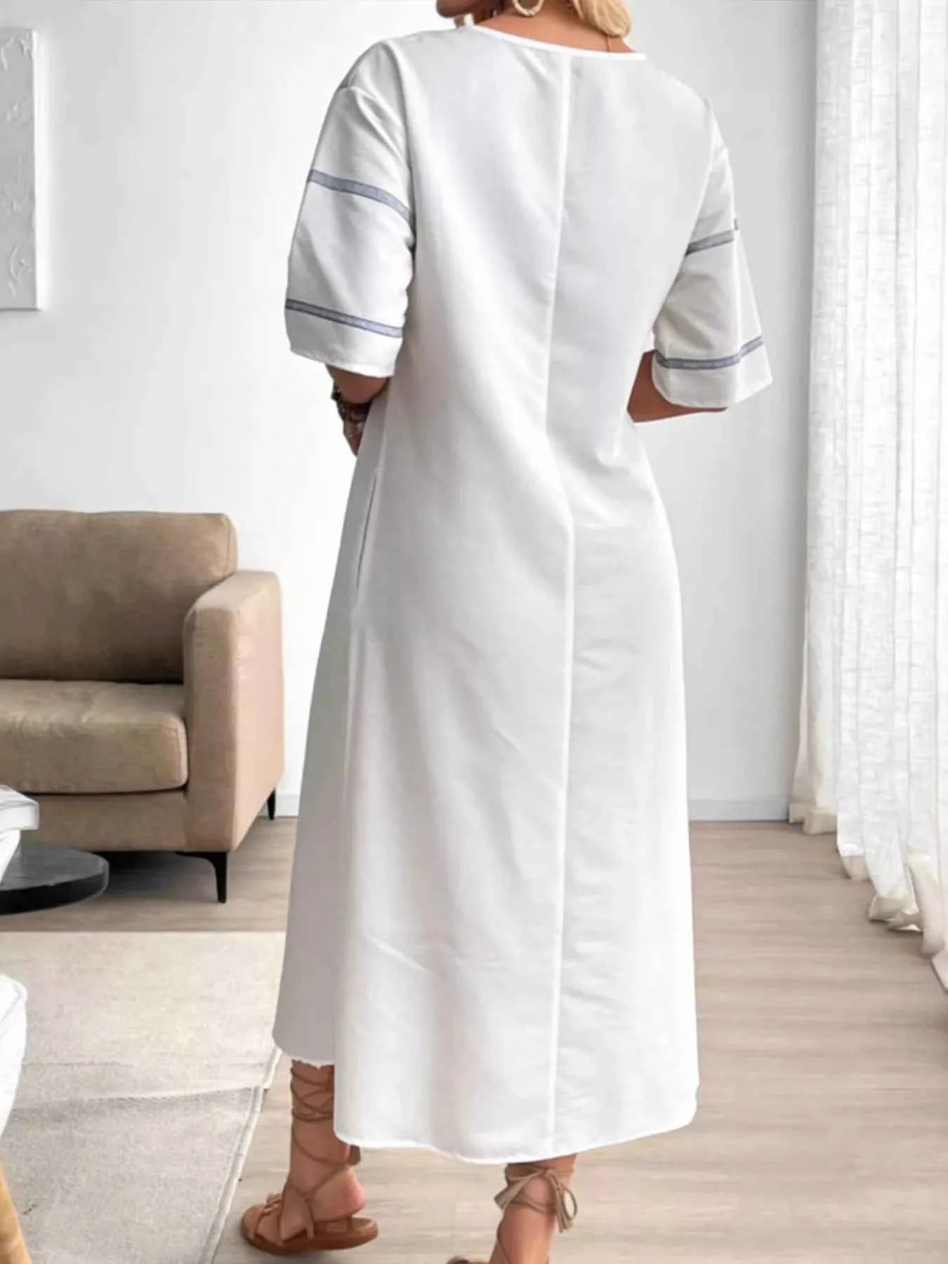 Striped Maxi Dress V-Neck with Pockets Secondary image