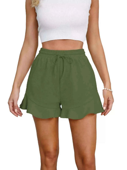 Ruffle Hem Drawstring Shorts - Splashis