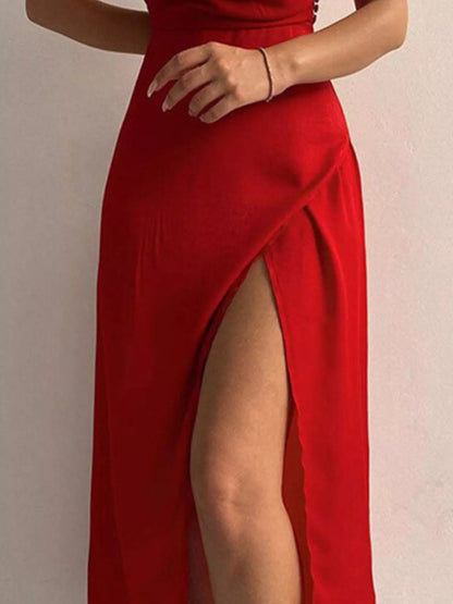 Summer Slit Maxi Dress with Spaghetti Straps-Maxi Dress.-Splashis-Splashis