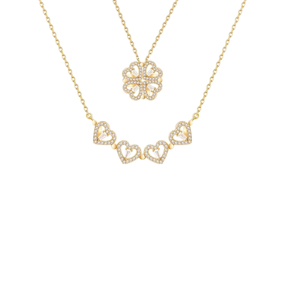 Four-Leaf Clover Heart Necklace - Splashis