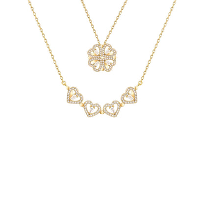 Four-Leaf Clover Heart Necklace - Splashis