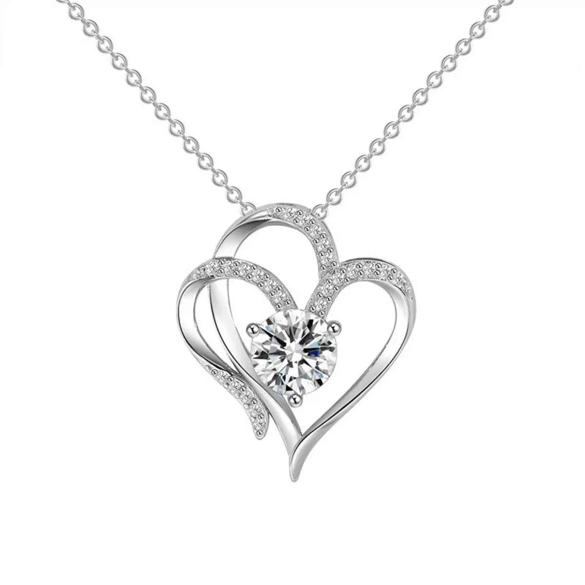 Zircon heart pendant necklace in 925 sterling silver — additional view 4
