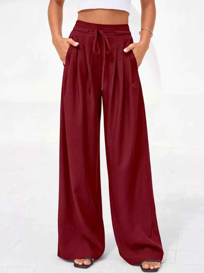 Full Size Plus Size High-Waisted Wide-Leg Pants for Effortless Style-Bottom-Splashis-Splashis