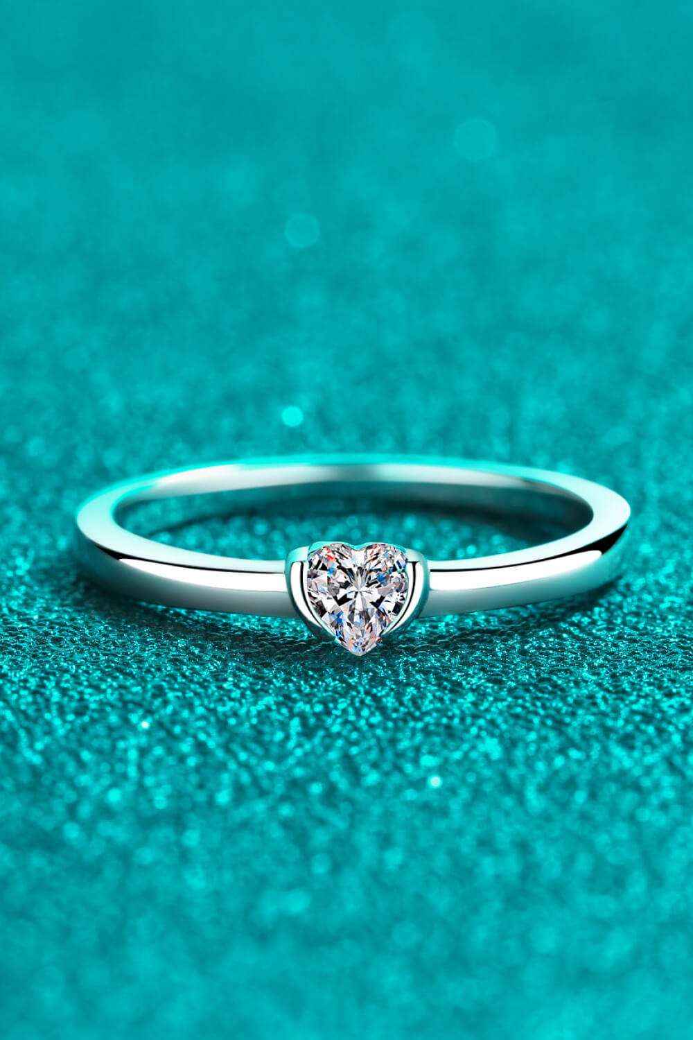 Heart-shaped moissanite solitaire ring — additional view 4