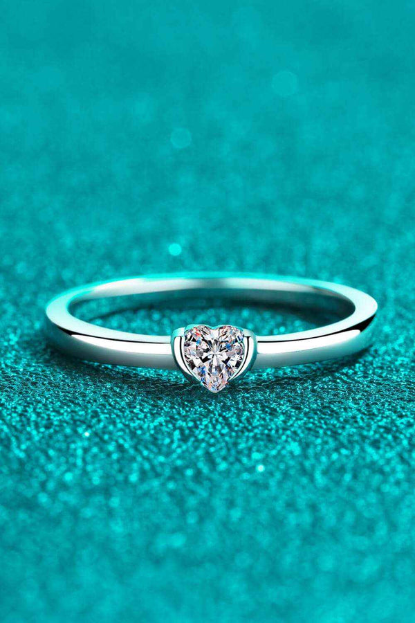 Heart-shaped moissanite solitaire ring — additional view 4
