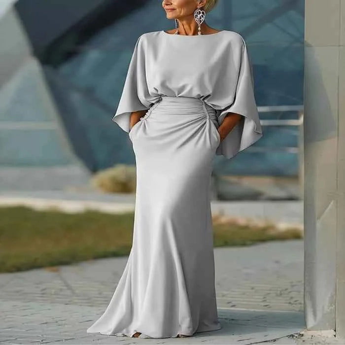 Batwing sleeve ruched maxi dress — primary view Main image